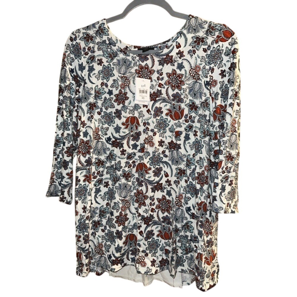 J. Jill Wearever Collection Top Tunic‎ Vent Pleat Button Back XS new with tags